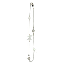 18kt WG Burmese Jadeite Butterfly, Lotus & Heart w/Diamond Flowers Anklet