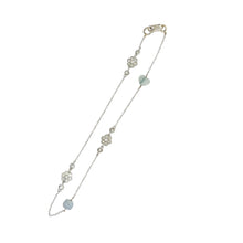 18kt WG Burmese Icy Jadeite Heart & Lotus w/Diamond Flowers Anklet