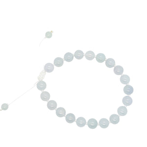 10mm Burmese Icy Blue Pink & Lavender Jadeite Mala Silk Bracelet