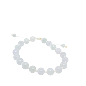 10mm Burmese Icy Blue Pink & Lavender Jadeite Mala Silk Bracelet
