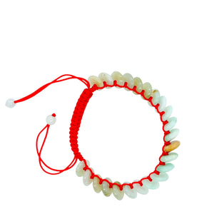 Burmese Jadeite Mini Good Fortune Coin Silk Bracelet