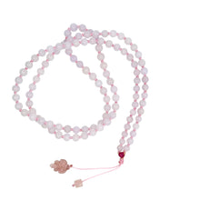 5mm Burmese Pink Jadeite Paired w/18kt RG Ruby Heart Eye & Tourmaline Leaf Mala Necklace