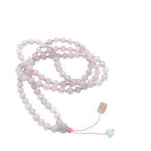 5mm Burmese Pink Jadeite Paired w/Burmese Jadeite Lotus Eye, Mini Heart & Pink Tourmaline Mala Necklace
