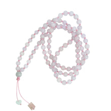 5mm Burmese Pink Jadeite Paired w/Burmese Jadeite Lotus Eye, Mini Heart & Pink Tourmaline Mala Necklace