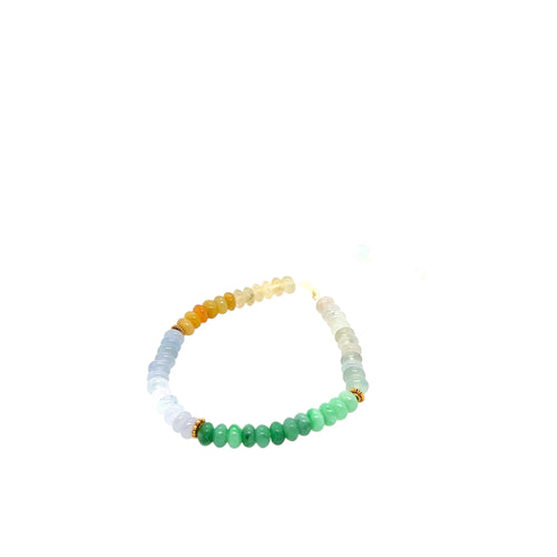 24kt High Karat Burmese Multi Color Jadeite Women's Abacus Silk Bracelet