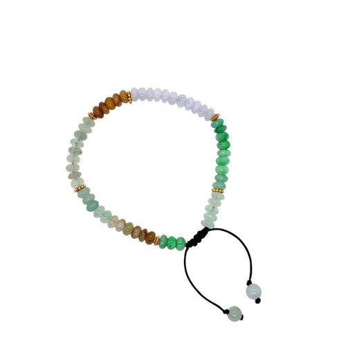 24kt High Karat Burmese Multi Color Jadeite Men's Abacus Bracelet