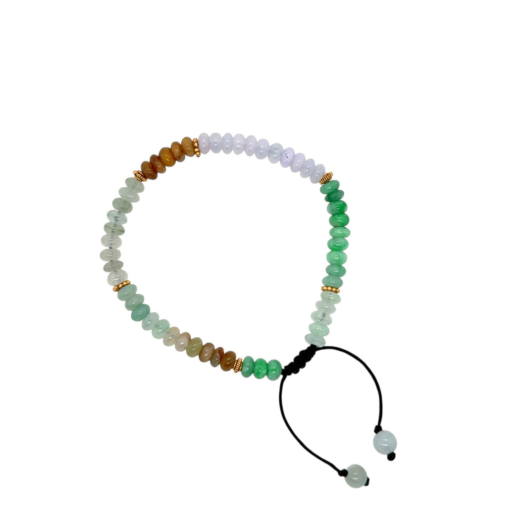 24kt High Karat Burmese Multi Color Jadeite Men's Abacus Bracelet
