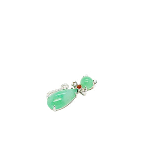 18kt Gold Burmese Jadeite Diamond Meow Meow Pendant