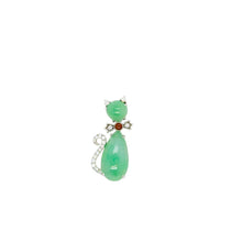 18kt Gold Burmese Jadeite Diamond Meow Meow Pendant