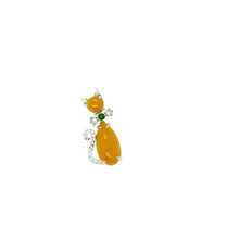 18kt Gold Burmese Jadeite Diamond Meow Meow Pendant