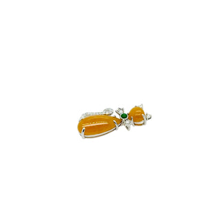 18kt Gold Burmese Jadeite Diamond Meow Meow Pendant