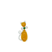 18kt Gold Burmese Jadeite Diamond Meow Meow Pendant