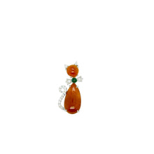 18kt Gold Burmese Jadeite Diamond Meow Meow Pendant