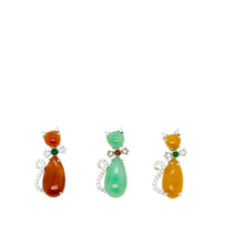 18kt Gold Burmese Jadeite Diamond Meow Meow Pendant
