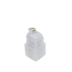 18kt WG Diamond Bail Burmese Lavender Jadeite Fu Lion Chop Pendant