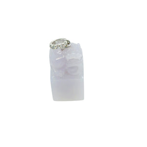 18kt WG Diamond Bail Burmese Lavender Jadeite Fu Lion Chop Pendant