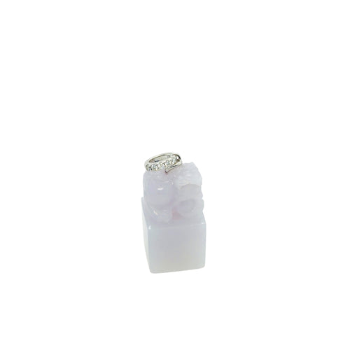 18kt WG Diamond Bail Burmese Lavender Jadeite Fu Lion Chop Pendant