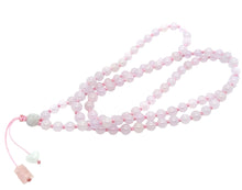5mm Burmese Pink Jadeite Paired w/Burmese Jadeite Lotus Eye, Mini Heart & Pink Tourmaline Mala Necklace