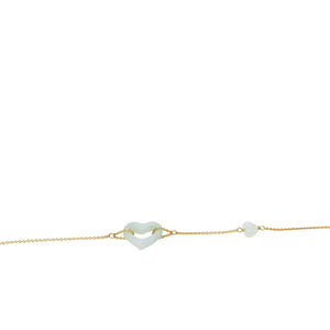14kt YG Burmese Jadeite Open Heart Bracelet