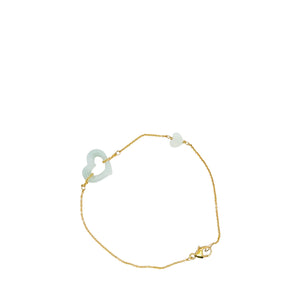 14kt YG Burmese Jadeite Open Heart Bracelet