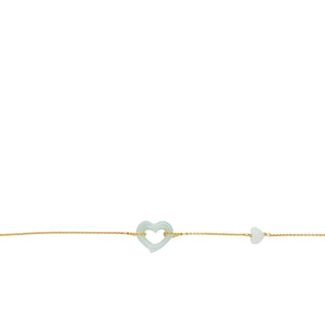 14kt YG Burmese Jadeite Open Heart Bracelet