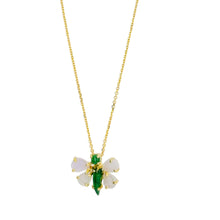 18kt YG Burmese Icy Pink & Emerald Green Jadeite Mini Dragonfly Pendant