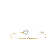 14kt YG Burmese Jadeite Open Heart Bracelet