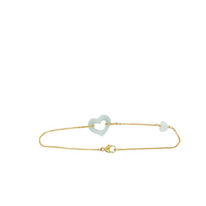 14kt YG Burmese Jadeite Open Heart Bracelet