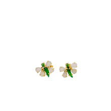 18kt YG Burmese Icy Pink & Emerald Green Jadeite Mini Dragonfly Studs
