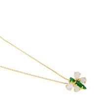 18kt YG Burmese Icy Pink & Emerald Green Jadeite Mini Dragonfly Pendant