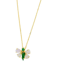 18kt YG Burmese Icy Pink & Emerald Green Jadeite Mini Dragonfly Pendant