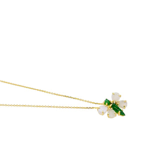18kt YG Burmese Icy Pink & Emerald Green Jadeite Mini Dragonfly Pendant
