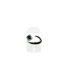 18kt WG Burmese Icy Translucent Black Jadeite Freeform Ring