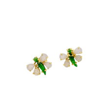 18kt YG Burmese Icy Pink & Emerald Green Jadeite Mini Dragonfly Studs