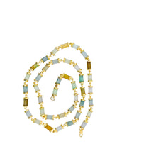18Kt YG Burmese Multi Color Pastel Jadeite Link Necklace