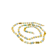 18Kt YG Burmese Multi Color Pastel Jadeite Link Necklace