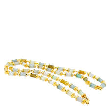 18Kt YG Burmese Multi Color Pastel Jadeite Link Necklace