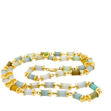18Kt YG Burmese Multi Color Pastel Jadeite Link Necklace