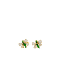 18kt YG Burmese Icy Pink & Emerald Green Jadeite Mini Dragonfly Studs