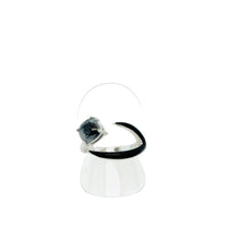 18kt WG Burmese Icy Translucent Black Jadeite Freeform Ring