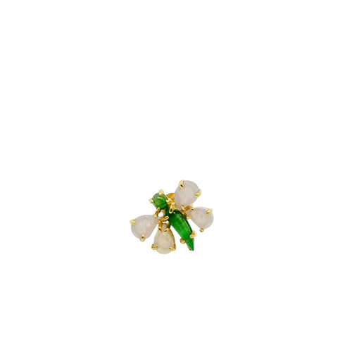 18kt YG Burmese Icy Pink & Emerald Green Jadeite Mini Dragonfly Pendant