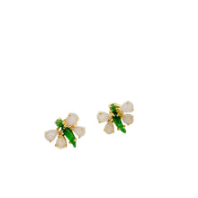 18kt YG Burmese Icy Pink & Emerald Green Jadeite Mini Dragonfly Studs