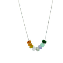 14Kt WG Burmese Rainbow Jadeite Abacus Necklace