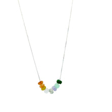 14Kt WG Burmese Rainbow Jadeite Abacus Necklace