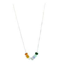 14Kt WG Burmese Rainbow Jadeite Abacus Necklace
