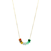 14Kt YG Burmese Rainbow Jadeite Abacus Necklace