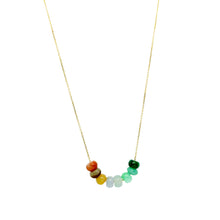 14Kt YG Burmese Rainbow Jadeite Abacus Necklace