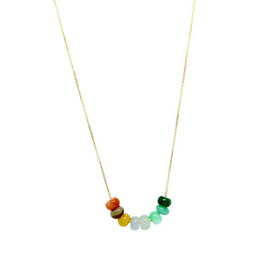 14Kt YG Burmese Rainbow Jadeite Abacus Necklace