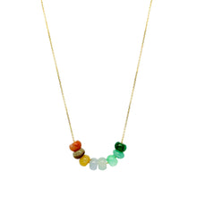 14Kt YG Burmese Rainbow Jadeite Abacus Necklace