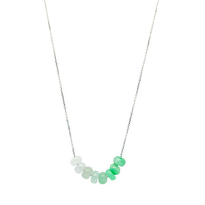 14Kt WG Burmese Green Jadeite Ombre Abacus Necklace